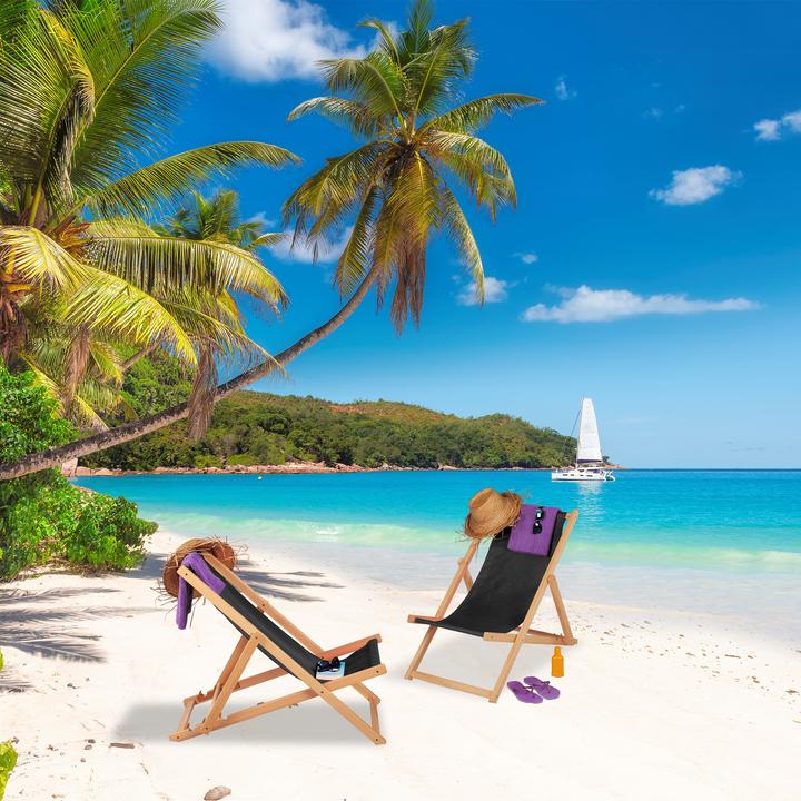 Actual product image Relaxdays Wooden deckchair (92 cm)