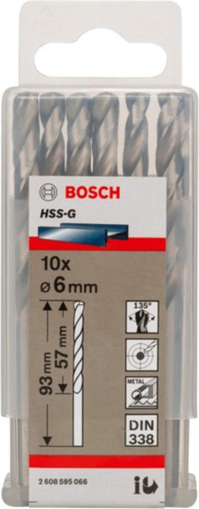 Actual product image Bosch Professional Zubehör PRO Metal HSS-G twist drill, 6 x 57 x 93 mm (6 mm)