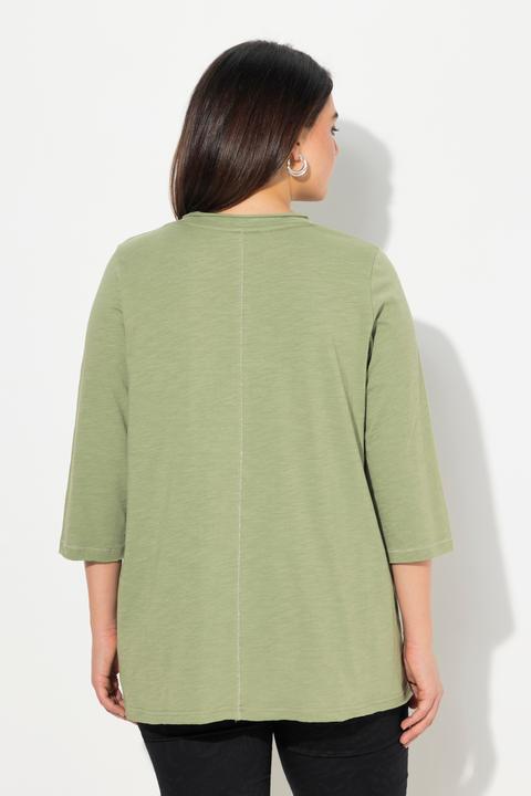 Produktbild Ulla Popken Shirt, Metallic-Nähte, V-Ausschnitt, 3/4-Arm (46, 48)