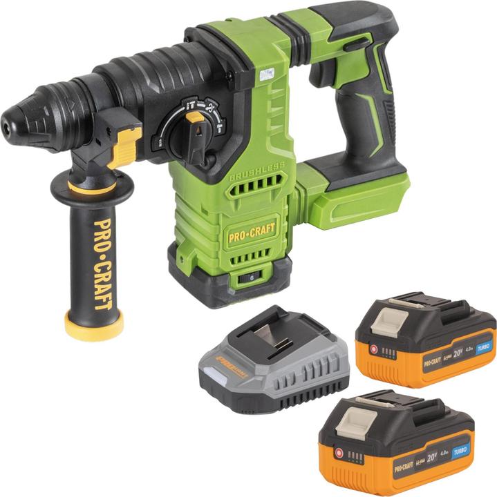 Produktbild Procraft PHA30bb Akku Bohrhammer 20 V 2,8 J SDS plus Brushless + 2x Akku 4,0 Ah + Ladegerät (Bohrhammer)