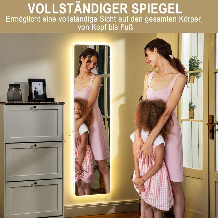 Immagine prodotto Swisshandel24 Ganzkörperspiegel, 150 x 40 cm Standspiegel mit LED-Beleuchtung, Transparent (150 x 40 cm)
