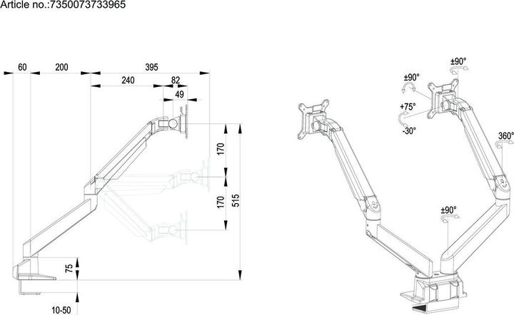 Image du produit Multibrackets Support d'écran Duo 32", alu, blanc, pivotant à 90 (Tables, 32", 10 kg)