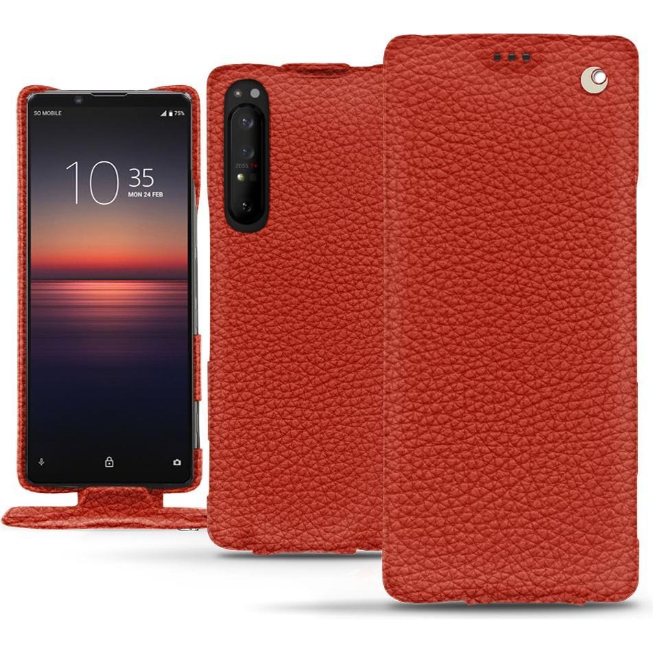 Noreve Lederschutzhülle vertikal (Sony Xperia 1 II), Smartphone Hülle, Orange