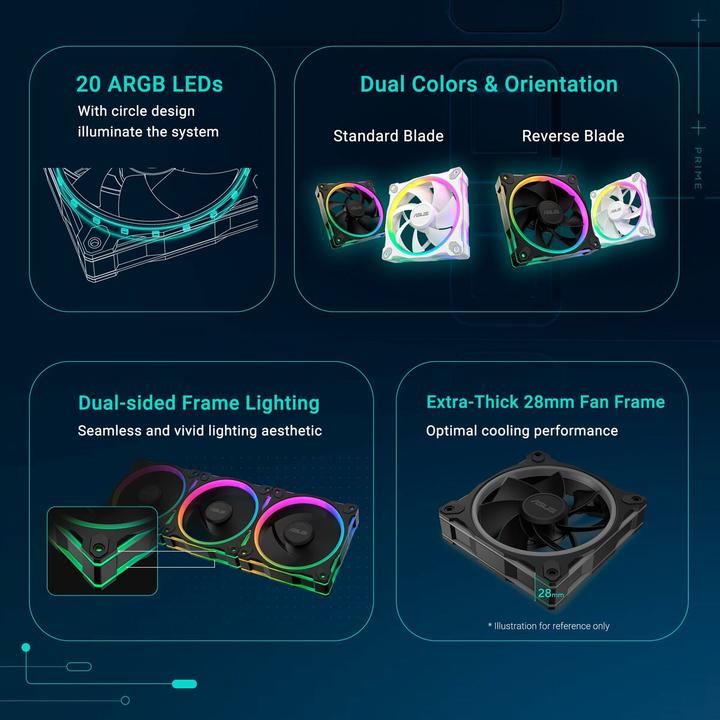 Produktbild ASUS PRIME MR120 FAN ARGB BLACK 3IN1 (120 mm, 3x)