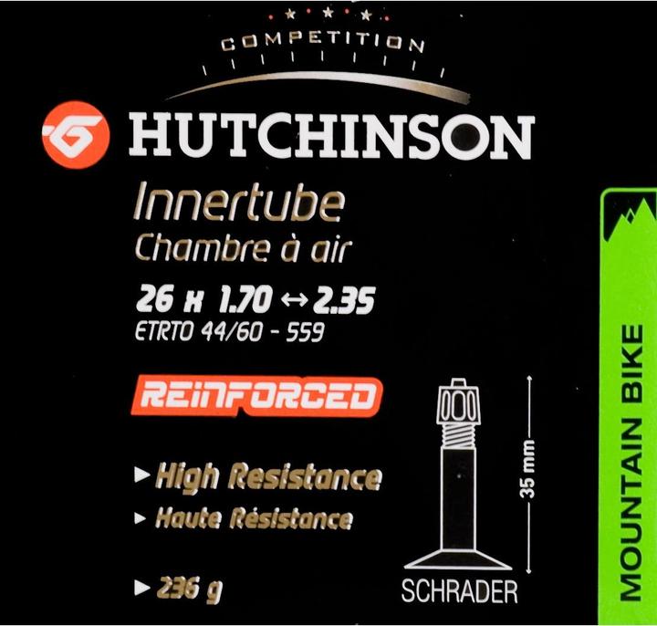 Chambre à Air VTT Hutchinson 26 Pouces – Valve Schrader, Résistante 0,9 Mm