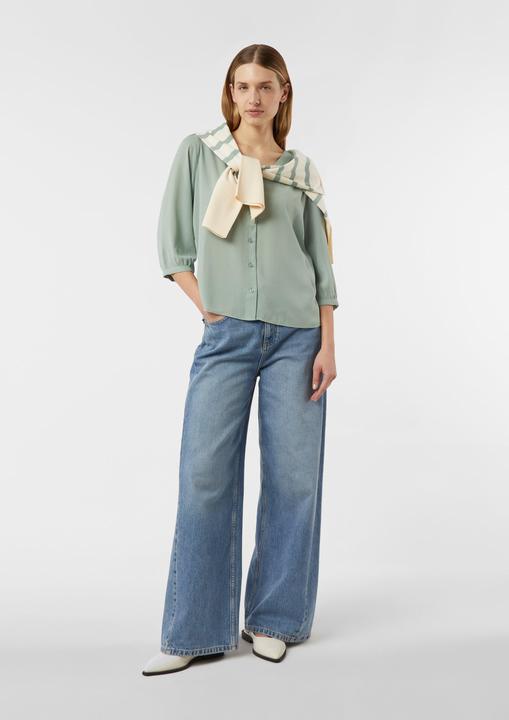 Produktbild Comma Bluse Luftige Chiffon-Bluse mit V-Ausschnitt und 3/4-Ärmeln (36)