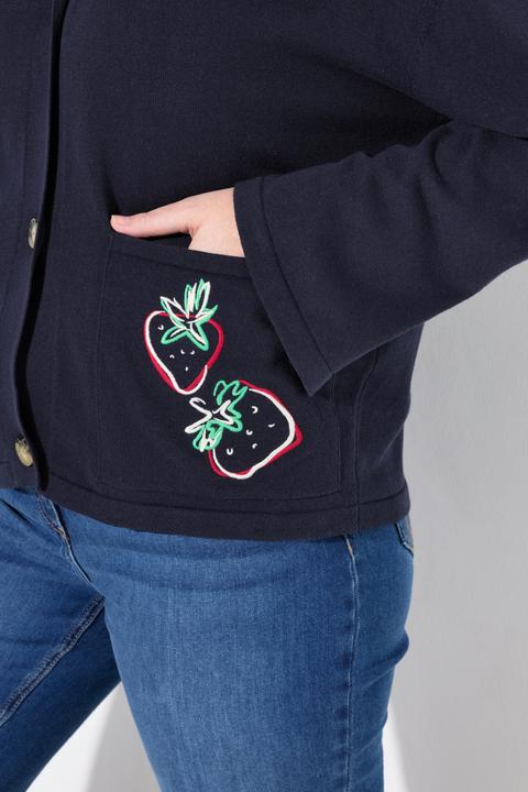 Immagine prodotto Ulla Popken cardigan, ricamo, scollo a V, manica lunga, cotone biologico (42, 44)