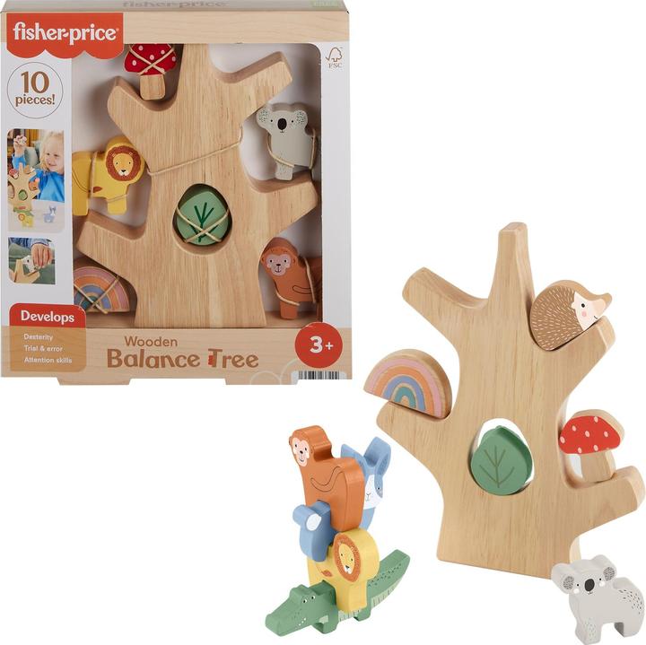 Actual product image Fisher-Price animal fun wooden balance tree