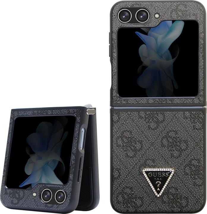Guess 4G Triangle Case Metal Logo für F731B Samsung Galaxy Z Flip5 - black (Samsung Galaxy Z Flip5)