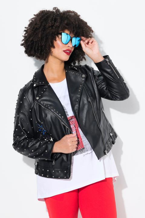 Produktbild Angel of Style Jacke, Bikerjacke, Lederoptik, Rosen-Rückendruck (46)