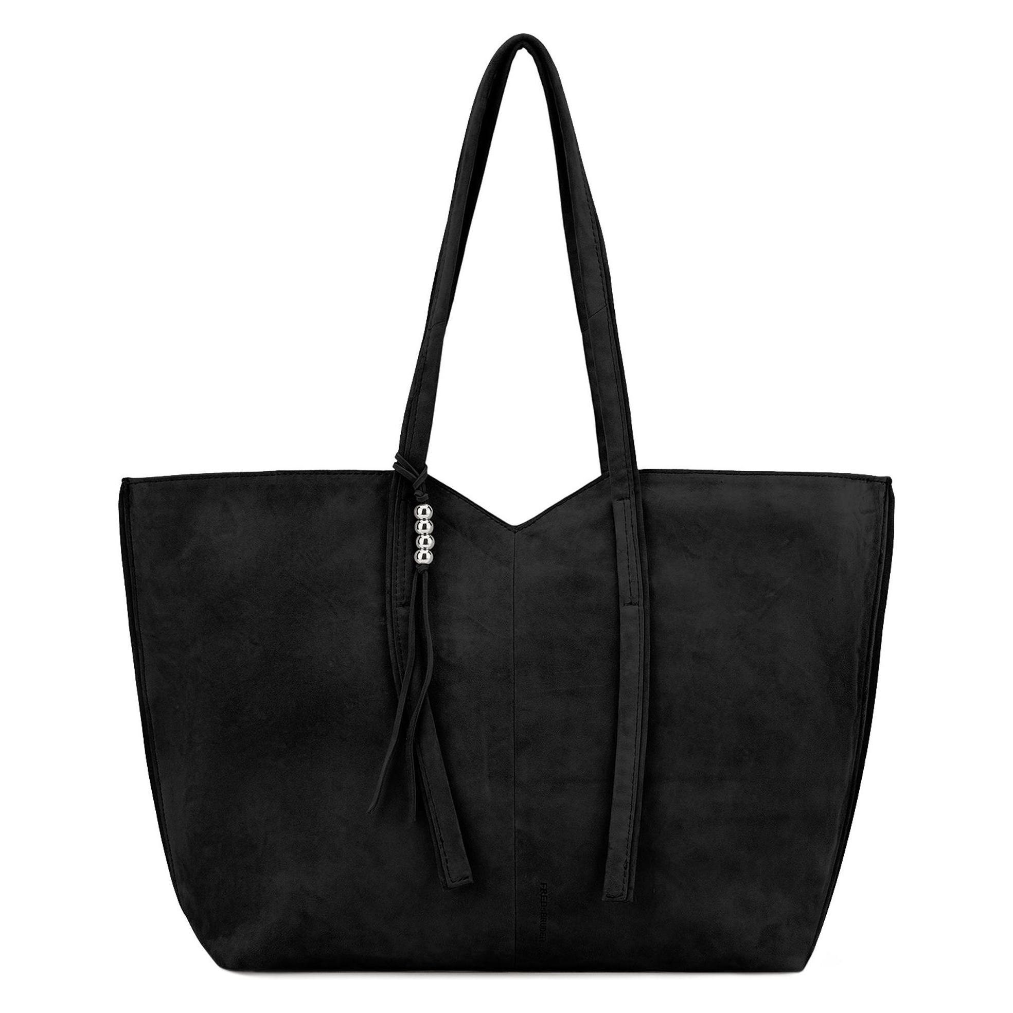 FredsBruder, Damen, Tasche, All About Beads Shopper Tasche Leder 39 Cm, Schwarz, (12 l)