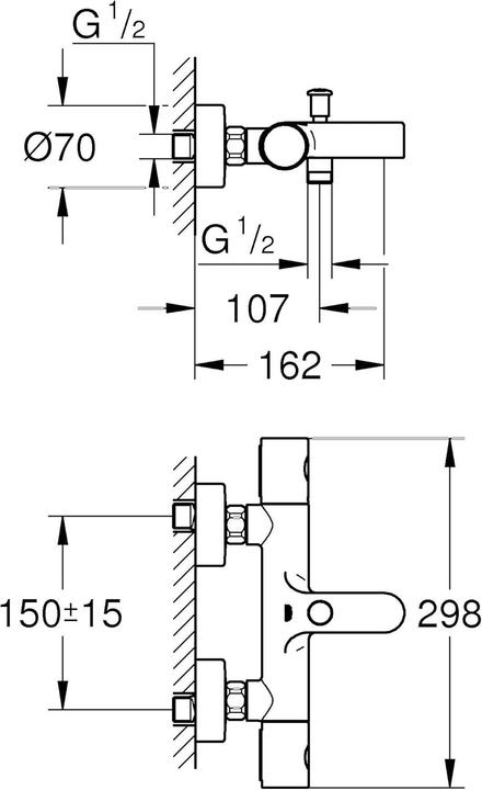 Produktbild Grohe Badewannenarmatur mit Thermostat Precision Get chrom 34774000