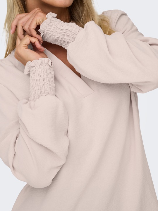 Produktbild Only Normal geschnitten Rundhals Gesmokte Ärmelbündchen Voluminöser Armschnitt Top Top (L)