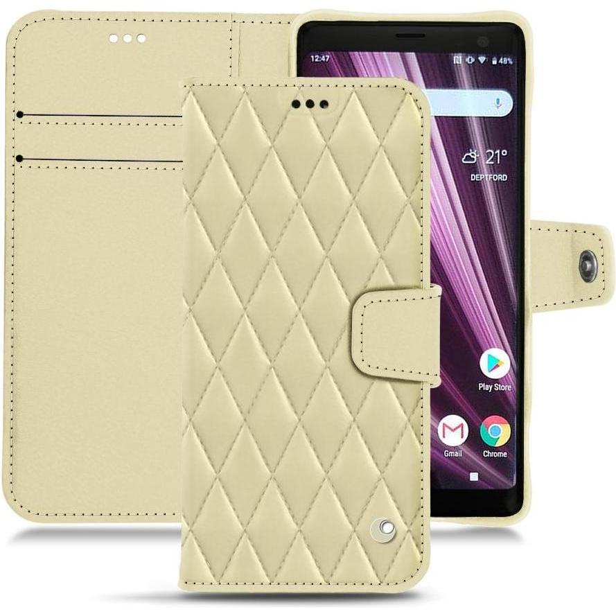 Noreve Lederschutzhülle Wallet (Sony Xperia XZ3), Smartphone Hülle, Beige