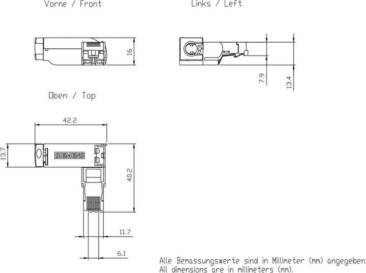 Nährwerte und Zutaten Siemens RJ45-Steckverbinder SIMATIC NET 6GK1901-1BB20-2AB0 Pack=10 Stück