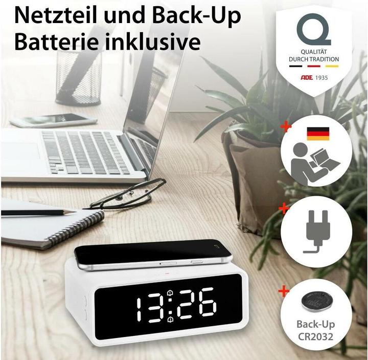Actual product image ADE digital alarm clock / with induction charging function