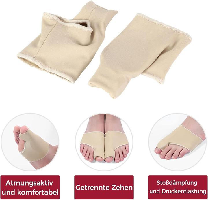 Cbx Bandage de correction de l'hallux valgus avec pad en silicone intégré 2 pièces (Crème et gel pour les pieds)