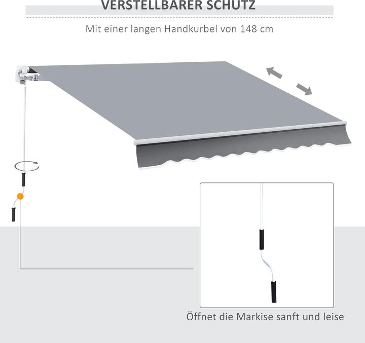 Actual product image Outsunny Hinged awning with hand crank (2.45 m)