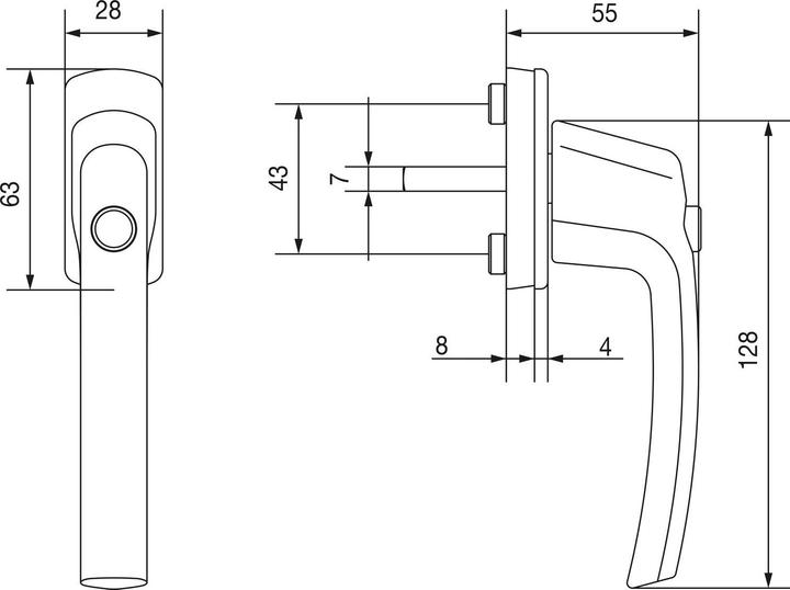 Immagine prodotto Maco Maniglia per finestra HARMONY con pomello di bloccaggio e chiusura a 45°, VK 7x35, anodizzata