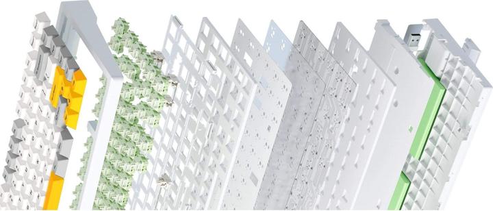 Actual product image Mchose G75 Pro Blue Matcha Latte V2 Tri-Mode Gasket Mechanical Keyboard (US, Cable, Wireless)