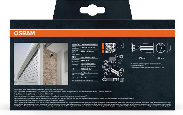 Actual product image Osram SMART+ WIFI OUTDOOR CAMERA FIXED White (2560 x 1440 Pixels)