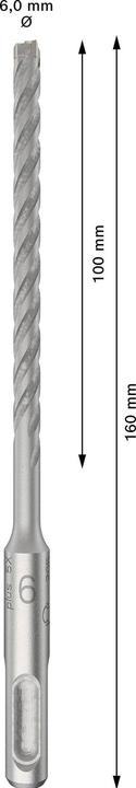 Image du produit DIY PRO SDS plus-5X Foret marteau, 6 x 100 x 160 mm (6 millimètres)