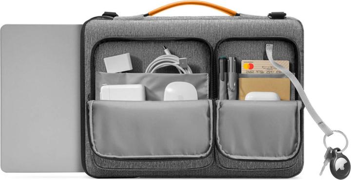 Actual product image tomtoc - Defender Laptop Briefcase (A42D3G3) - with Shoulder Strap and Small Card Pocket, 14" - Gray (14.40", Universal, Apple)