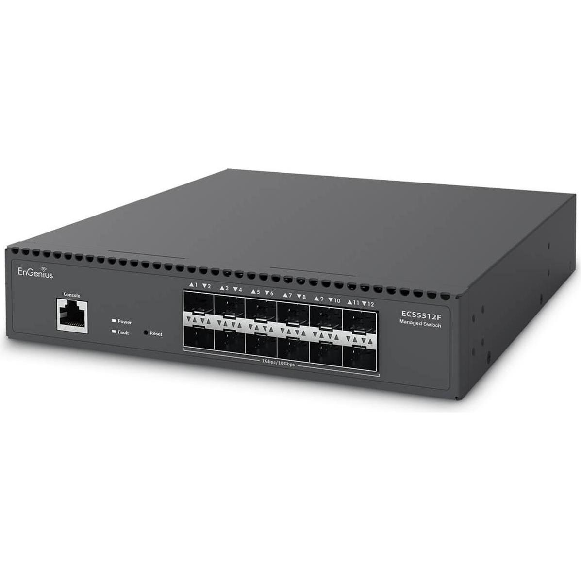 Thumbnail - EnGenius Switch Managed Layer2+ 12-Port • 12x SFP+ • 9,5" • Half-Rack Aggregation • ECS5512F • EnGe (12 Ports), Netzwerk...