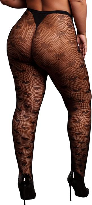 Le Désir Heart Patterned Tights - Plus Size - Black