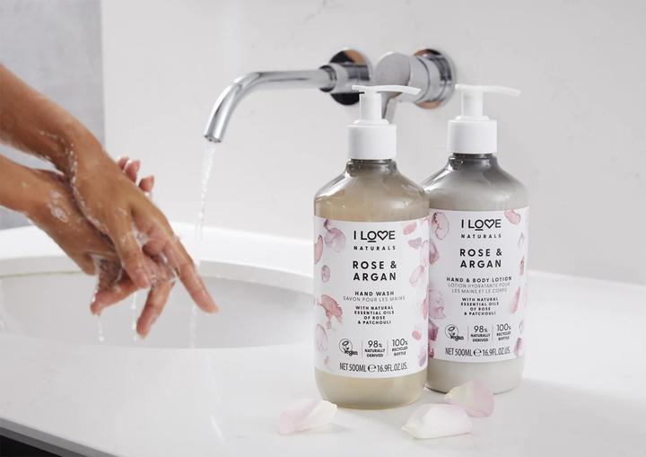 Image du produit I Love Naturals Gel lavant pour les mains à la rose et à l'argan avec des huiles naturelles 500ml (Savon liquide, 500 ml)