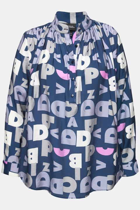 Immagine prodotto Ulla Popken Blusa con lettere, collo alto e maniche lunghe (60)