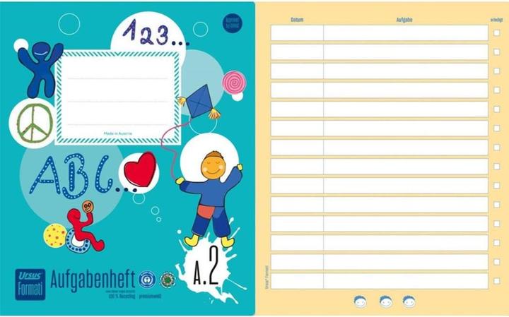 Image du produit Ursus Hausaufgabenheft A.2 mit Wochenplan, 20 Blatt (19,5 x 24 cm, À rayures)