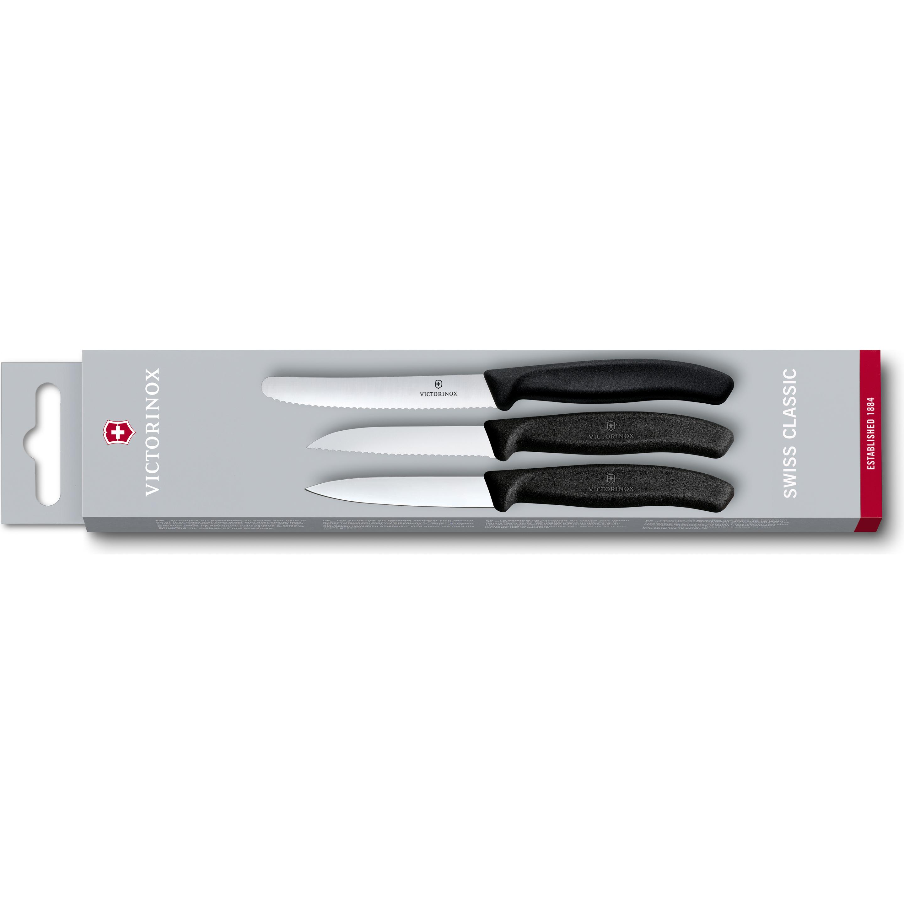 Thumbnail - Victorinox Swiss Classic Gemüsemesser-Set 3-teilig mit Klingenschutz, Küchenmesser, Schwarz