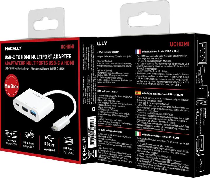 Immagine prodotto Macally USB-C zu HDMI 4K - Multiport Adatper (USB-C, 3 porte)