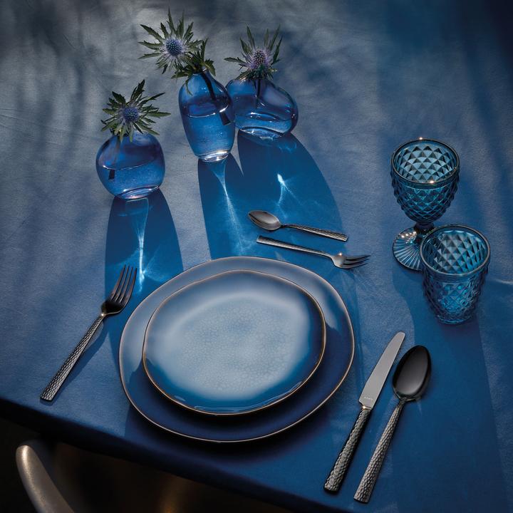 Immagine prodotto Amefa Set di posate FELICITY 24 pezzi, PVD nero, martellato, per 6 persone (24 Pezzo/i, Set di posate)