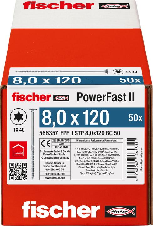Comprar Tornillo De Aglomerado Fischer Powerfast Ii Ptf 4,5x30 Bc Con Cabeza Redonda Rosca Completa Y Engarce Tx 200 Uds 8025561