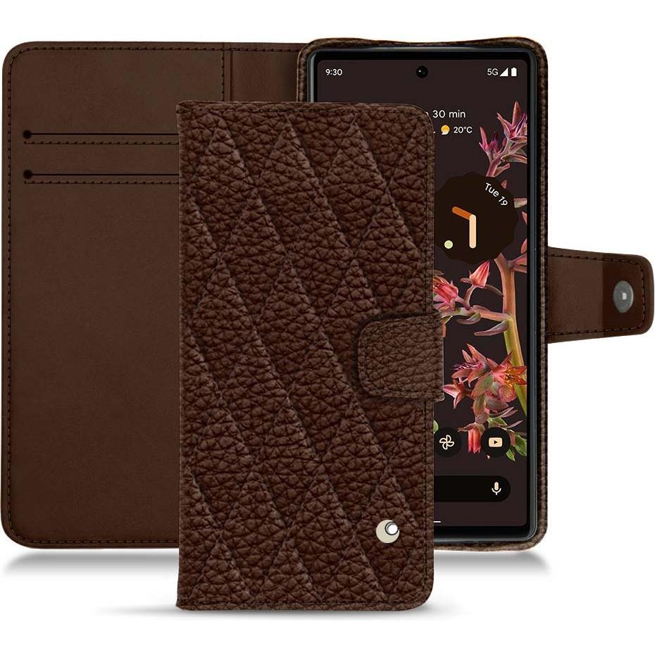 Noreve Lederschutzhülle Wallet (Google Pixel 6), Smartphone Hülle, Braun