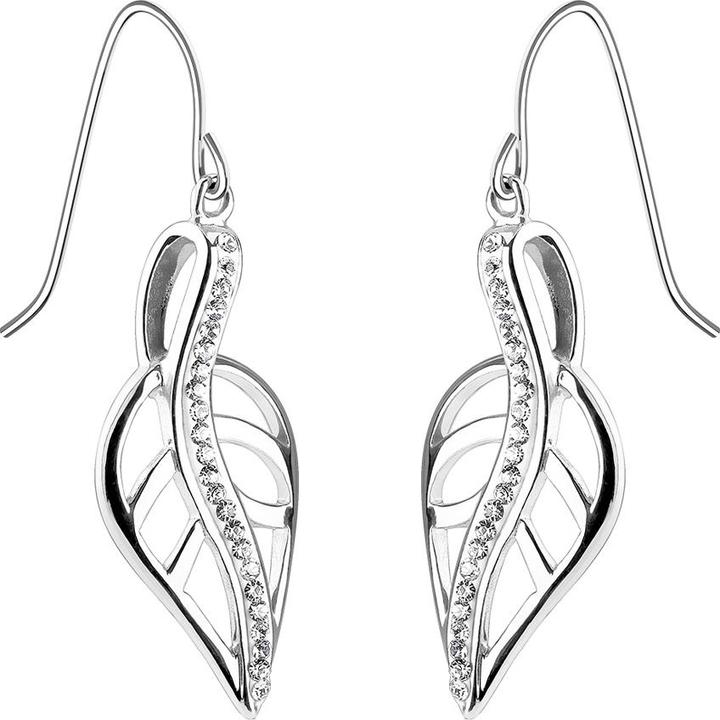 Star Piercing Ohrring silber Blatt mit Kristallen (ohne Messing, Chirurgenstahl 316L)