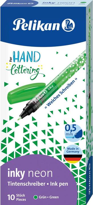 Immagine prodotto Pelikan Penna a inchiostro inky 0.5mm 817301 Neon Green (Verde Neon, 10 x)