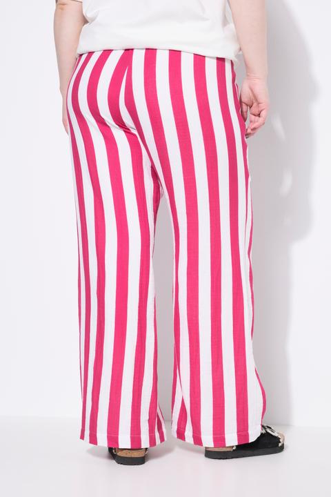 Image du produit Studio Untold Pantalon en mousseline rayée, jambe large et taille élastique (58)