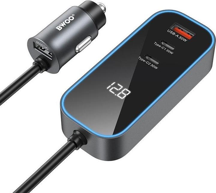 Bwoo CC107 PD car charger 1x USB-C - USB-A port 30W black