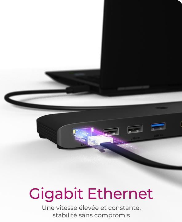 Produktbild Icy Box DockingStation mit 11-in-Anschlüssen dreifacher Videoausgabe,IB-DK2116-C (USB-C, 8 Ports)