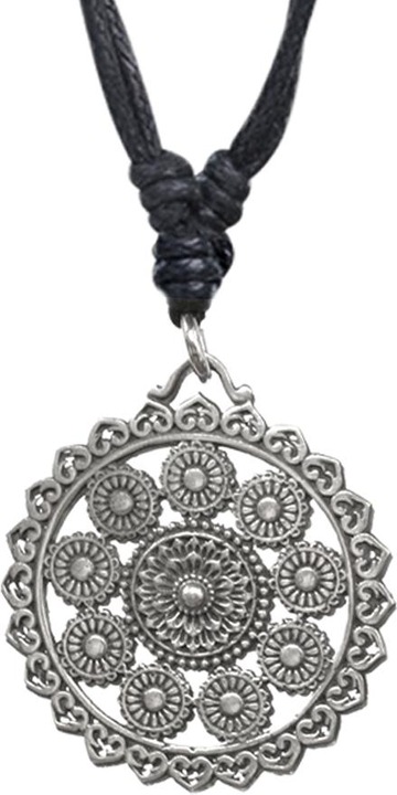 Produktbild Star Piercing Halskette schwarz Anhänger silber Mandala Blumen (Messing)