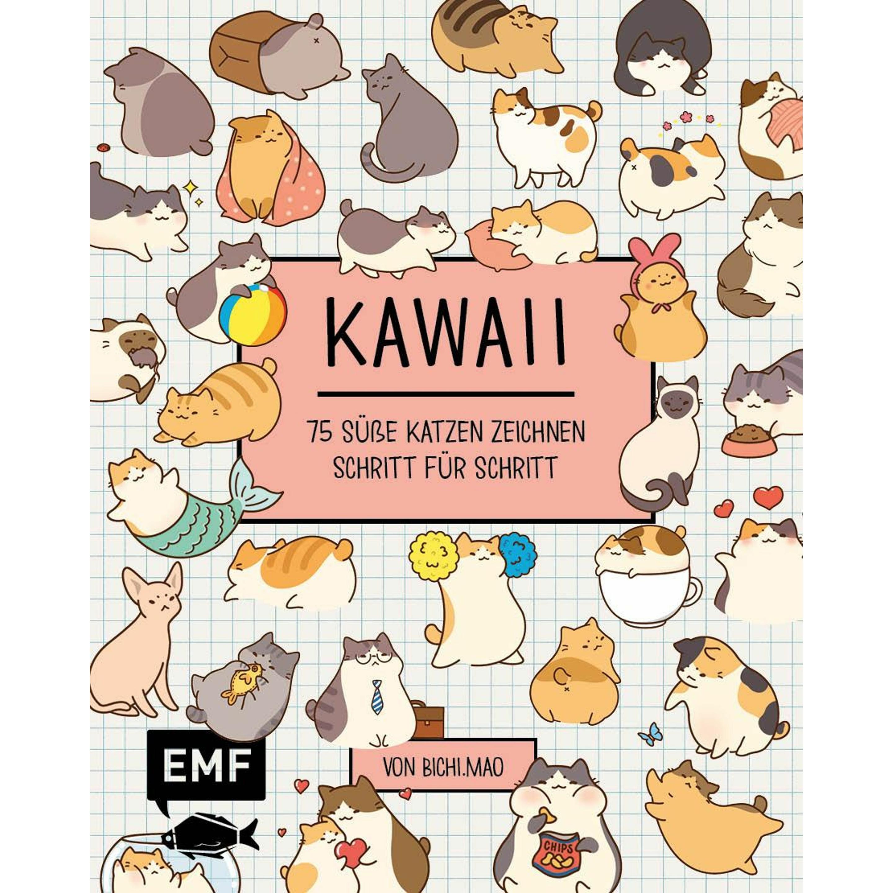 Kawaii 75 süsse Katzen zeichnen - Schritt für Schritt, Ratgeber von Olive Yong
