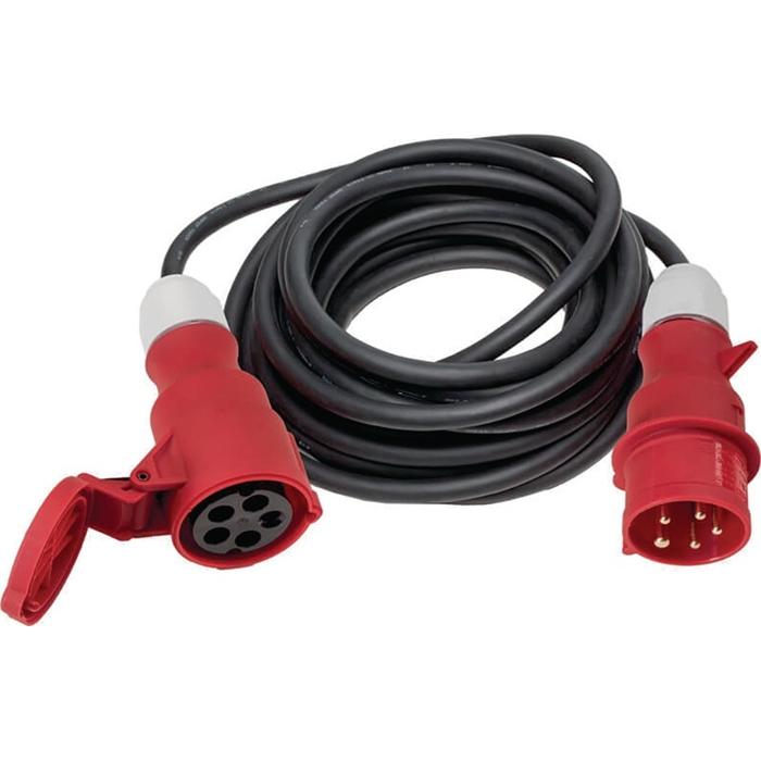 Weingartner, Verlängerungskabel, CEE-VerlÃ¤ngerung m.Phasenwendestecker 16A 400V 10m H07RN-F 5x2,5mmÂ² schwarz IP44 (10 ...