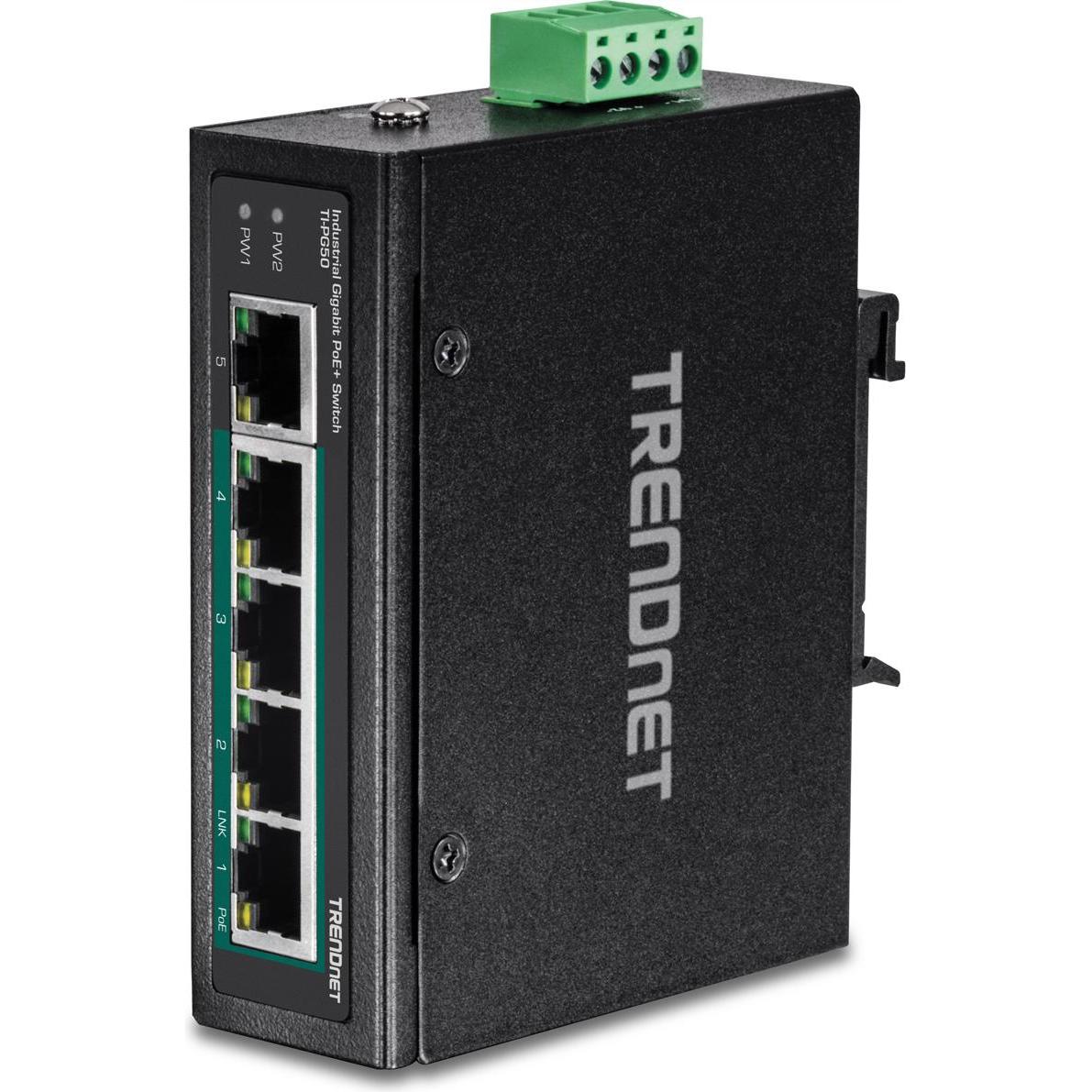 Trendnet TI-PG50 Netzwerk-Switch Managed Gigabit Ethernet (10/100/1000) Schwarz Power over Ethernet (PoE) (5 Ports), Net...