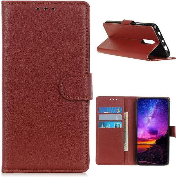 Thumbnail - MU Classic Litchi Leder Bookcover Series (Nokia 2.4), Smartphone Hülle, Braun