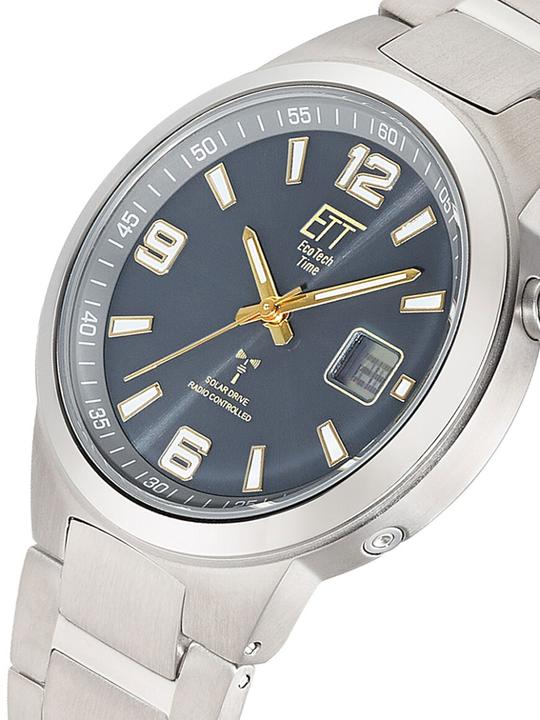 Produktbild ETT Eco Tech Time EGT-11708-52M Herrenuhr Funk Solar Drive Everest Gents Titan 41mm 5ATM (Analoguhr, Digitaluhr, Funkuhr, 41 mm)