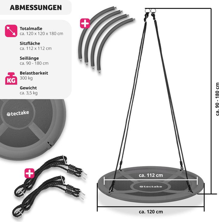 Image du produit tectake Swayer Nest Swing, hauteur réglable, 300 kg