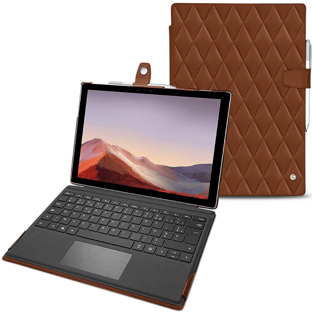 Noreve Lederschutzhülle (Microsoft Surface Pro 7), Tablet Hülle, Braun